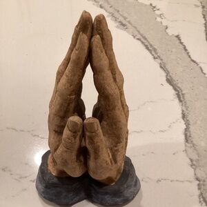 Vintage Handpainted Japan Carved Porcelain Praying Hands Figurine